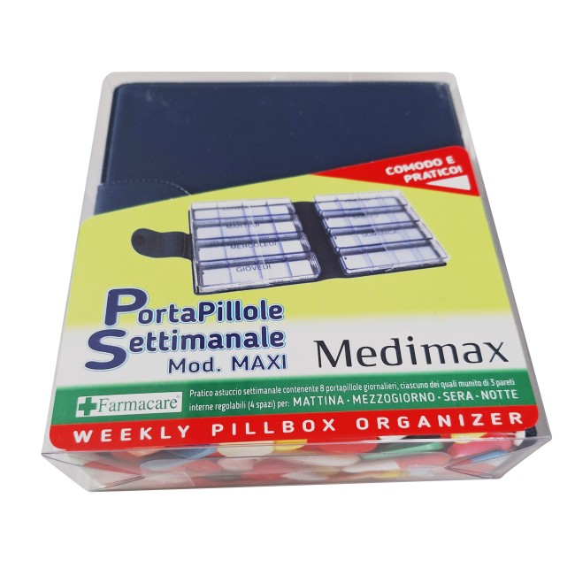 Portapillole settimanale maxi Farmacare per organizzare comodamente le tue terapie quotidiane