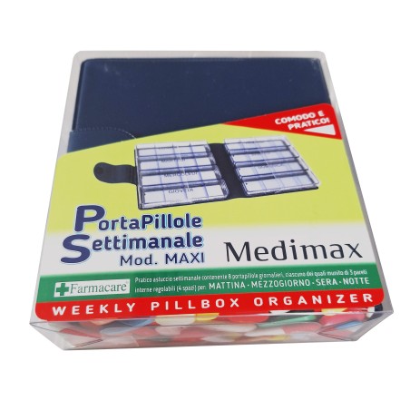 Portapillole settimanale maxi Farmacare per organizzare comodamente le tue terapie quotidiane