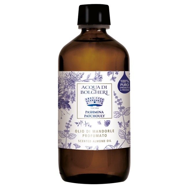 Olio di Mandorle Pashmina Patchouly Acqua di Bolgheri 250ml per corpo vellutato Olio di Mandorle Pashmina Patchouly Acqua di Bolgheri 250ml per corpo vellutato