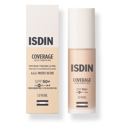 Fondotinta Isdin Coverage SPF50+ protezione solare molto alta tonalità Pearl 30g Fondotinta Isdin Coverage SPF50+ protezione solare molto alta tonalità Pearl 30g