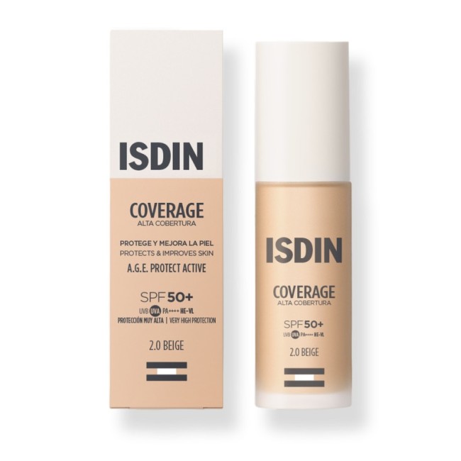 Fondotinta Isdin Coverage SPF50+ protezione solare e copertura perfetta in un solo gesto Fondotinta Isdin Coverage SPF50+ protezione solare e copertura perfetta in un solo gesto