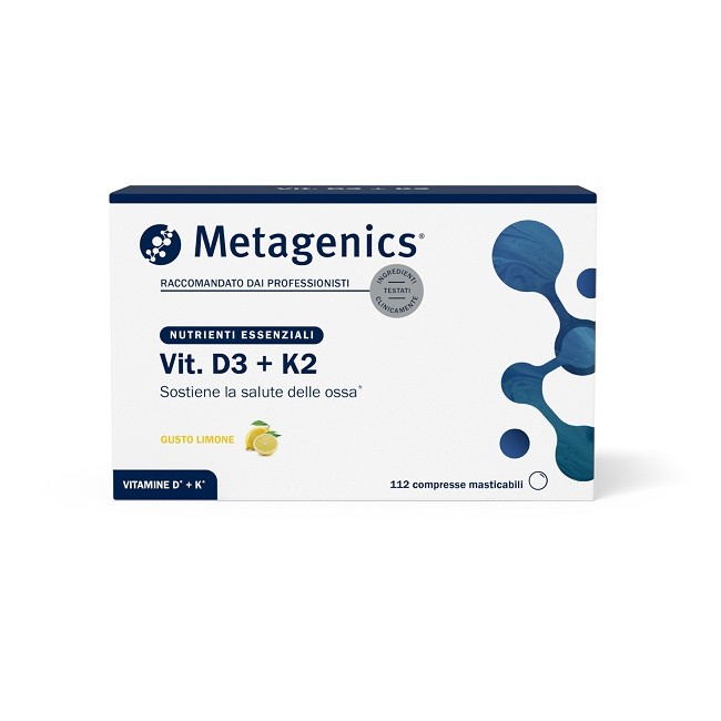 Metagenics Vit D3+k2 112 Compresse Masticabili Con Edulcoranti Gusto Limone Senza Glutine Senza Lattosio