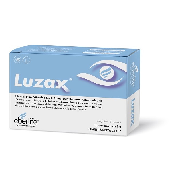 Eberlife Farmaceutici Luzax 30 Compresse Senza Glutine Naturalmente Privo Di Lattosio