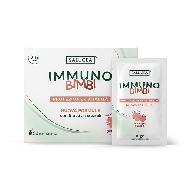 Immuno Bimbi Salugea 30 bustine gusto fragola ciliegia per difese immunitarie bambini Immuno Bimbi Salugea 30 bustine gusto fragola ciliegia per difese immunitarie bambini