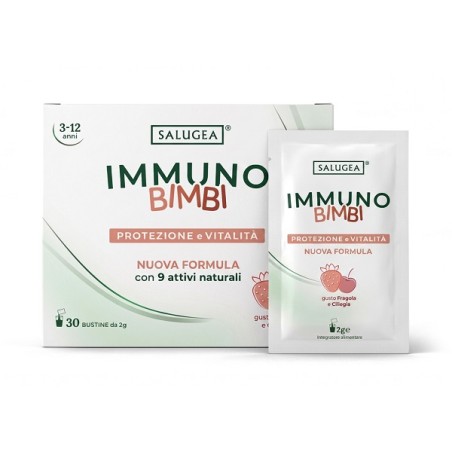 Immuno Bimbi Salugea 30 bustine gusto fragola ciliegia per difese immunitarie bambini Immuno Bimbi Salugea 30 bustine gusto fragola ciliegia per difese immunitarie bambini