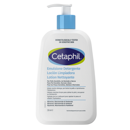 Cetaphil Emulsione Detergente 236ml per pelle sensibile e delicata pulizia quotidiana viso