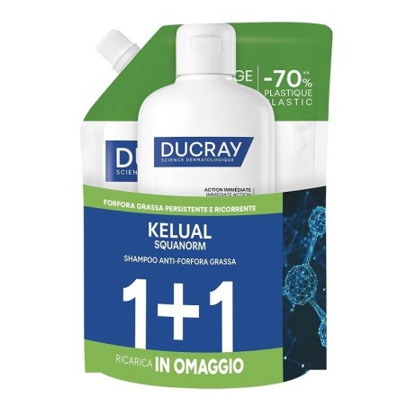 Ducray Kelual Squanorm Kit Forfora Grassa 400 Ml 1+1 Ricarica In Omaggio