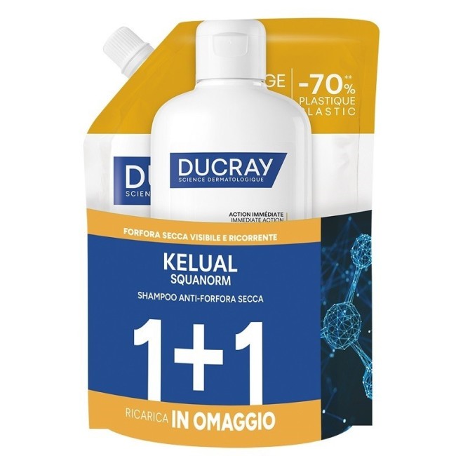 Ducray Kelual Squanorm Kit Forfora Secca 400 Ml 1+1 Ricarica In Omaggio