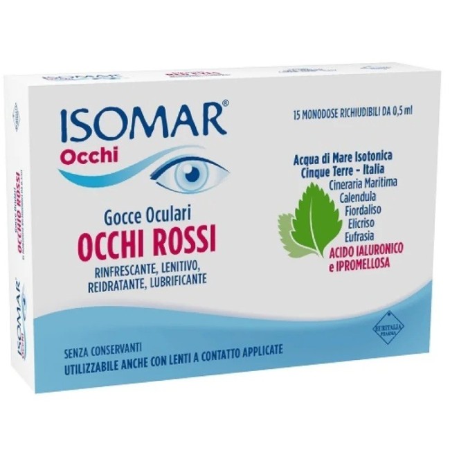 Coswell Isomar Occhi Rossi Gocce Oculari Acido Ialuronico 0,20% 15 Flaconcini