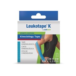 Leukotape K azzurro 5x5m per supporto muscolare e articolare nello sport