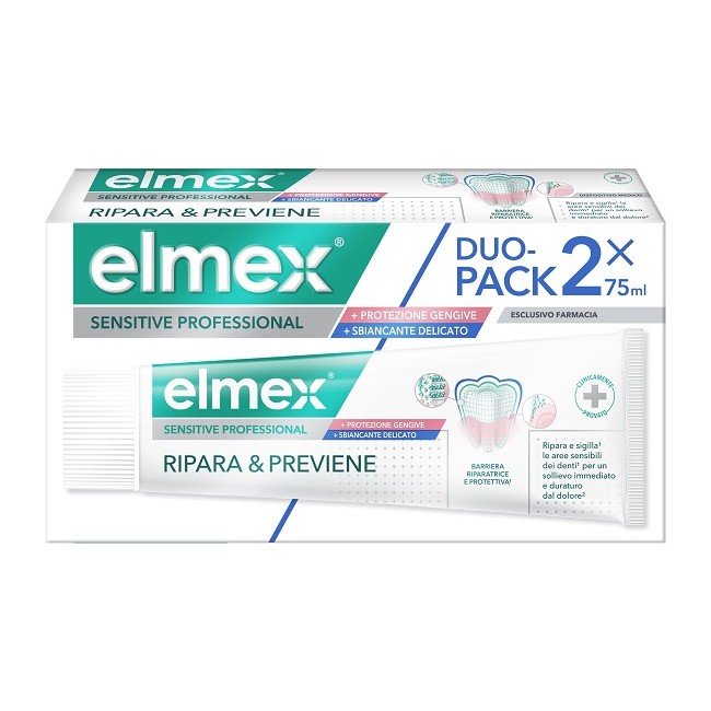 Giuliani Elmex Sensitive Professional Ripara & Previene Whitening 2 Pezzi Da 75 Ml