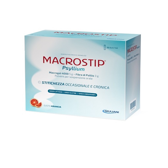 Giuliani Macrostip Psyllium integratore di fibre naturali gusto arancia senza glutine e lattosio