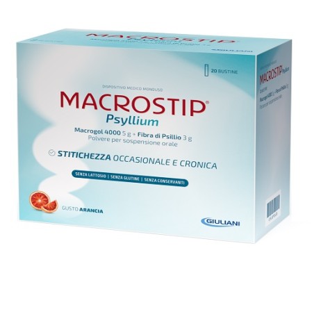 Giuliani Macrostip Psyllium integratore di fibre naturali gusto arancia senza glutine e lattosio