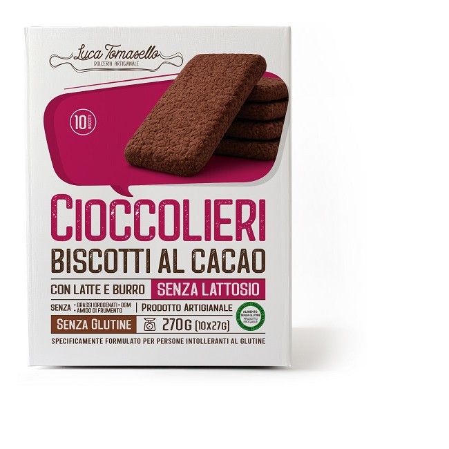 Biscotti al cacao senza glutine Tomasello Luca Cioccolieri 270g per celiaci Biscotti al cacao senza glutine Tomasello Luca Cioccolieri 270g per celiaci