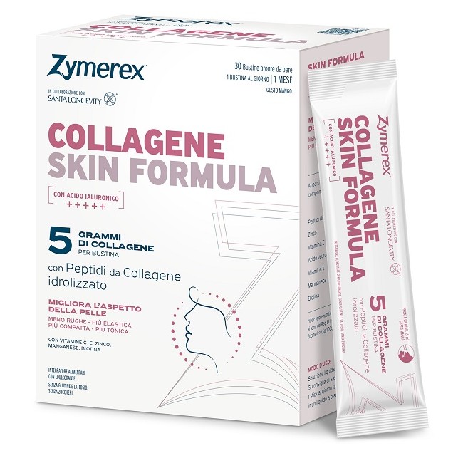 Wilco Farma Zymerex Collagene Skin Formula 30 Bustine Da 15 Ml Con Edulcorante Senza Glutine Senza Lattosio