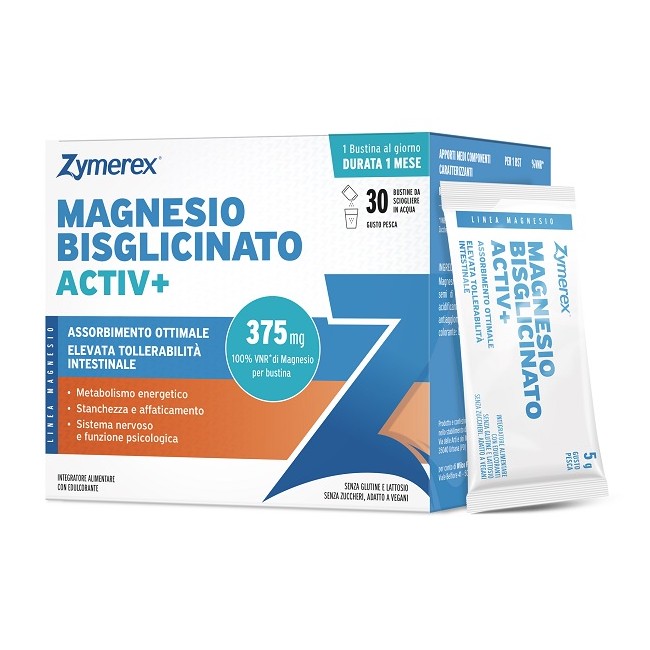 Wilco Farma Zymerex Magnesio Bisglicinato 30 Bustine Senza Glutine Senza Lattosio Con Edulcorante