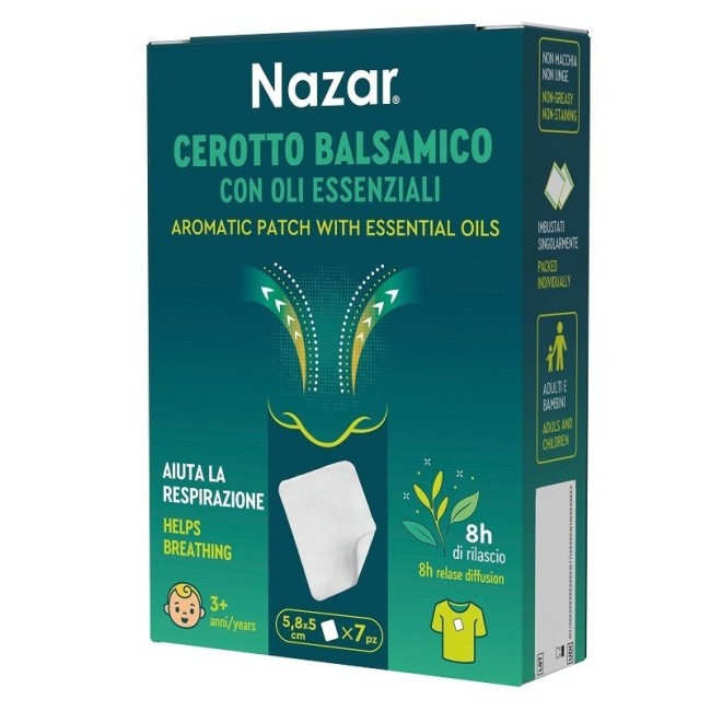 Pietrasanta Pharma Nazar Cerotto Balsamico Adesivo Con Oli Essenziali 5,8x5 Cm 7 Pezzi