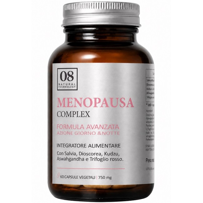 08 Natural Technology Menopausa Complex 60 Capsule Vegetali Senza Zuccheri Aggiunti E Glutine Naturalmente Privo Di Lattosio