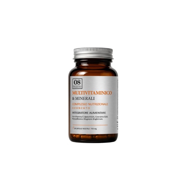 08 Natural Technology Multivitaminico & Minerali 90 Capsule Vegetali 750 Mg Senza Zuccheri Aggiunti E Glutine Naturalmente Privo