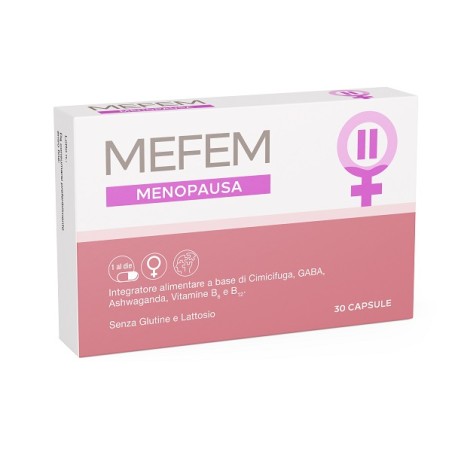 Mefem Menopausa 30 Capsule per il benessere femminile senza glutine e lattosio Mefem Menopausa 30 Capsule per il benessere femminile senza glutine e lattosio