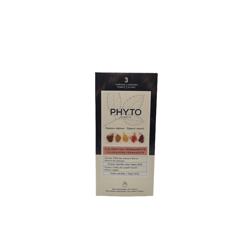 Phyto Color Kit 3 Castano Scuro 1 Latte 50 Ml + 1 Crema 50 Ml + 1 Maschera 12 Ml