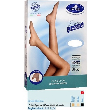 Desa Pharma Sauber Collant Open Toe Maglia Microrete 140 Den Colore Nero Taglia 4 Linea Classica