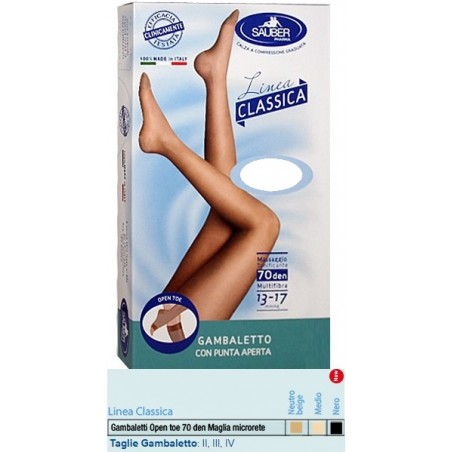 Desa Pharma Sauber Gambaletto Open Toe Maglia Microrete 70 Den Colore Nero Taglia 2 Linea Classica