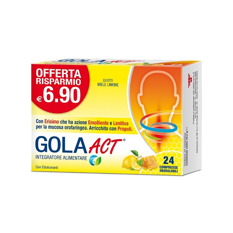 F&f Gola Act Miele Limone 24 Compresse Solubili 33,6 G