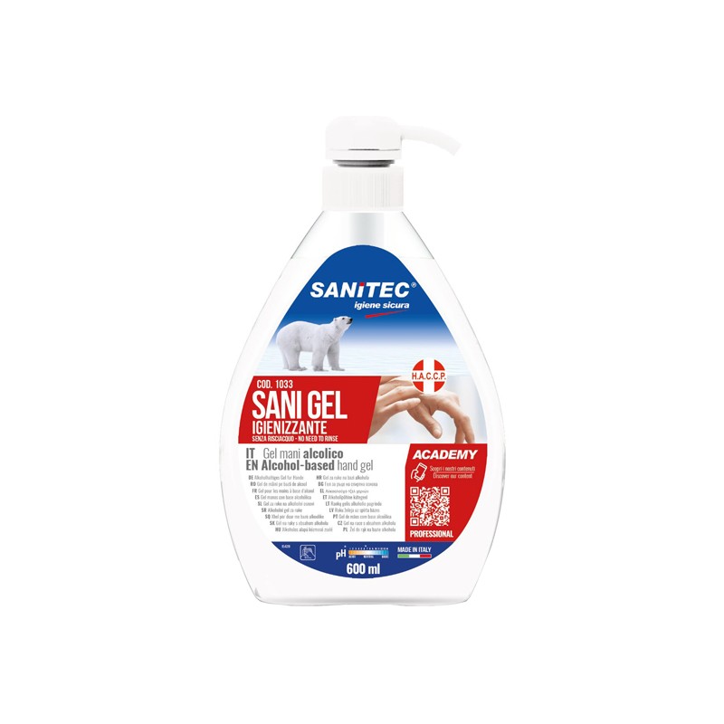 Italchimica Gel Igienizzante Mani Alcolico 70% Pronto All'uso Sani Gel Sanitec 600 Ml Uso Professionale
