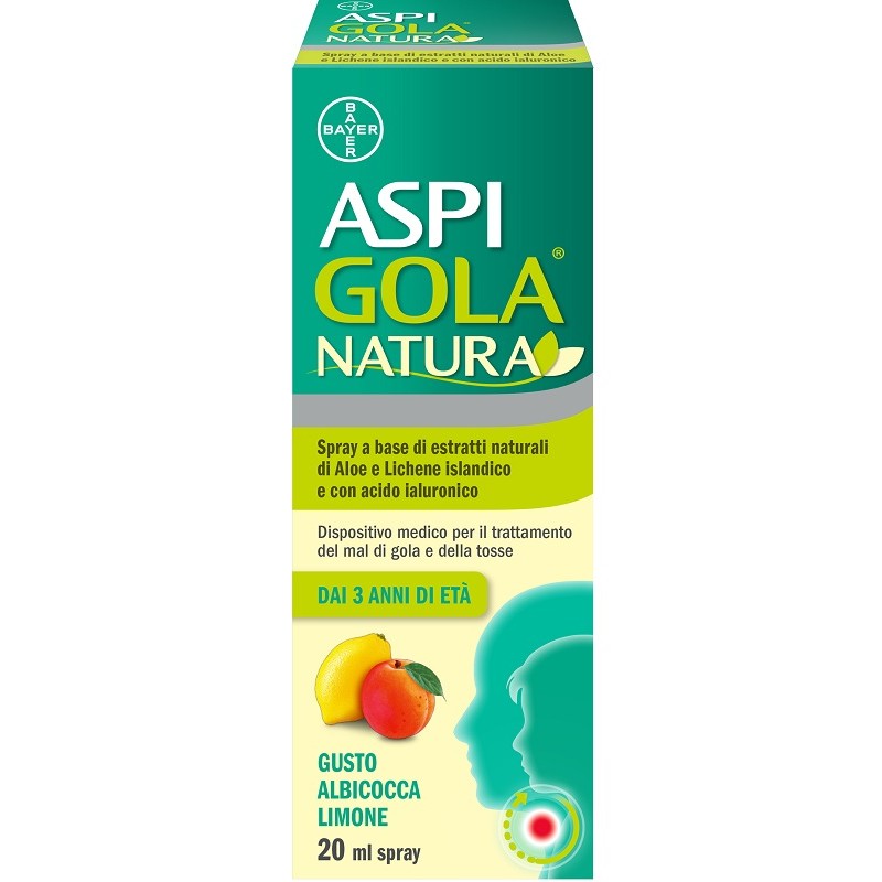 Spray con applicatore di Aspi Gola Natura Albicocca e Limone della Bayer