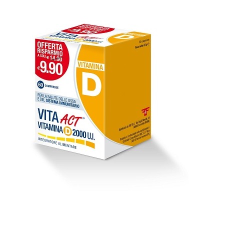 Confezione da 60 compresse di Integratore Alimentare Vitamina D 2000ui da Vita Act