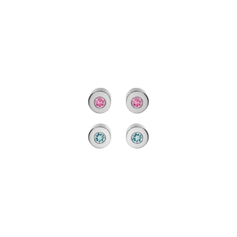 C&s Italy Lucemed Set Orecchini Azzurro & Rosa