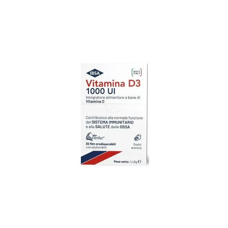 Confezione da 30 Film Orodispersibili di Vitamina D3 1000ui della Ibsa Farmaceutici