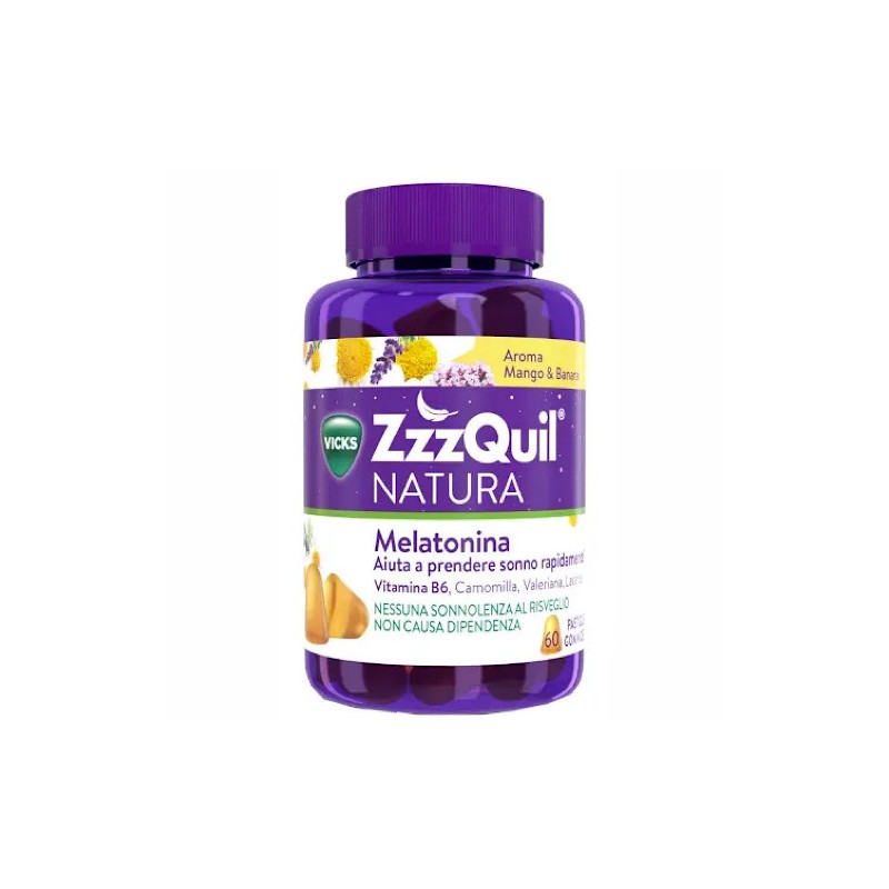 60 Pastiglie Gommose di Vicks Zzzquil Natura Mango & Banana 60 Pastiglie Gommose di Vicks Zzzquil Natura Mango & Banana