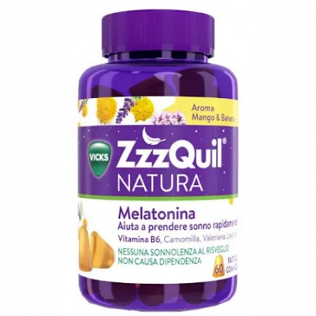 60 Pastiglie Gommose di Vicks Zzzquil Natura Mango & Banana 60 Pastiglie Gommose di Vicks Zzzquil Natura Mango & Banana
