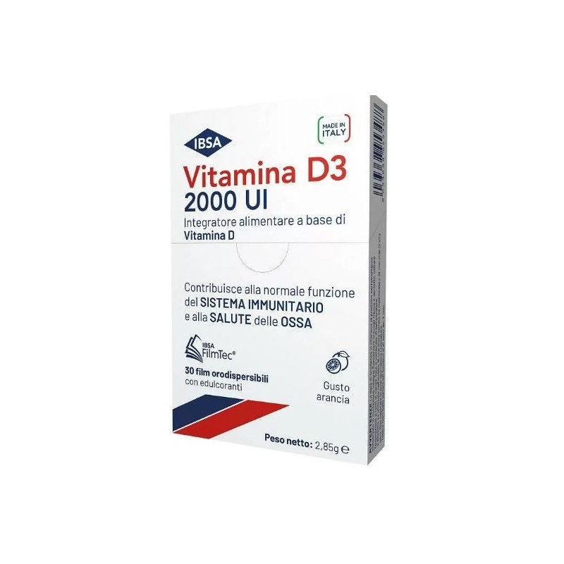 Confezione da 30 film di Vitamina D3 2000Ui della Ibsa Farmaceutici