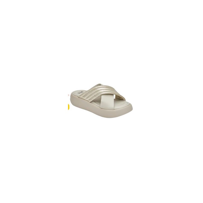 Scholl Shoes Boca Cross Laminated Leather+leather Woman Platinum 40 Materiale Pelle Laminata+pelle Fodera Tomaia Pelle Sottopied