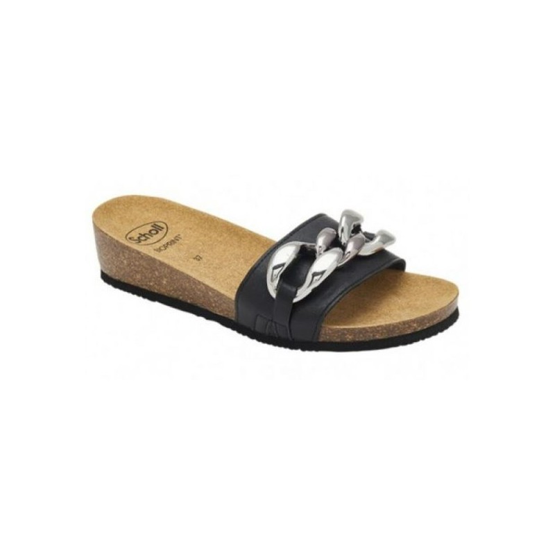 Scholl Shoes Ravello Laminated Synthetic+chain Woman Black 38 Materiale Similpelle Laminata+accessorio Fodera Tomaia Similpelle 