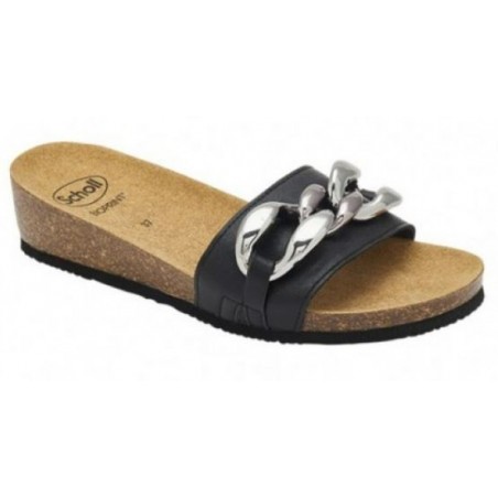 Scholl Shoes Ravello Laminated Synthetic+chain Woman Black 38 Materiale Similpelle Laminata+accessorio Fodera Tomaia Similpelle