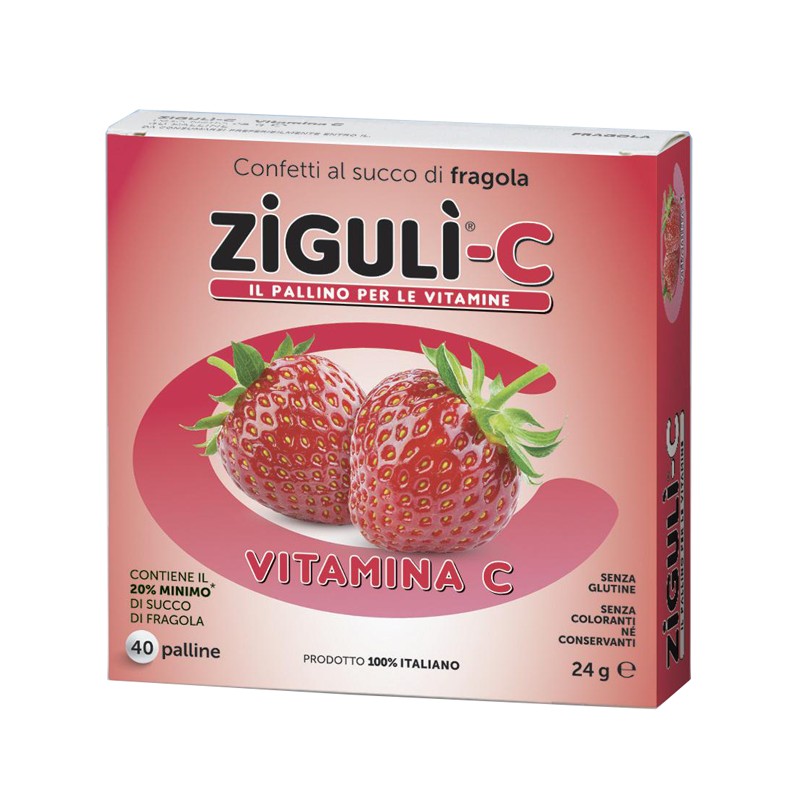 40 confetti di Ziguli C Integratore di Vitamina C Gusto Fragola