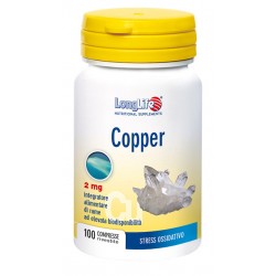 Confezione da 100 compresse di Integratore di Rame Copper 2 Mg da Longlife