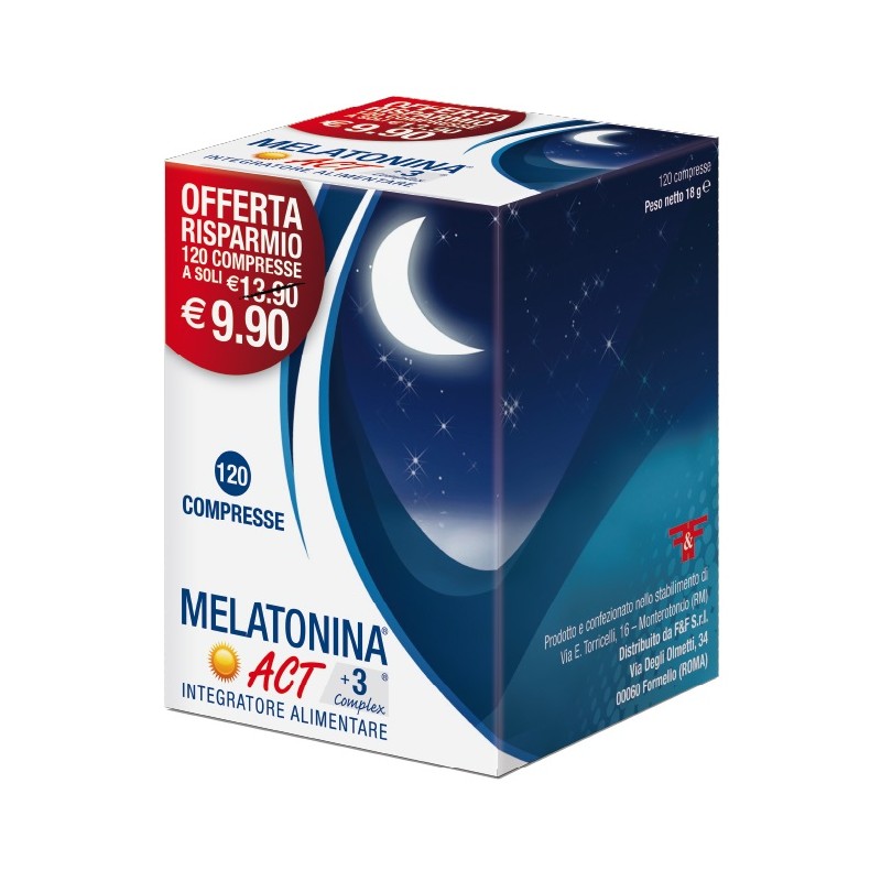 120 compresse di F&F Melatonina Act  1mg + 3 Complex Integratore