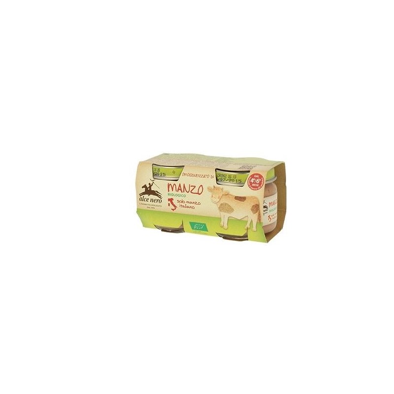 Alce Nero Omogeneizzato Di Manzo Baby Food Bio 2 X 80 G