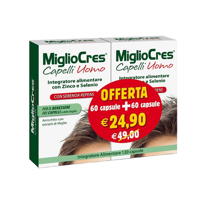 60+60 Capsule Promo di Integratore Anticaduta da F&F Migliocres Capelli Uomo