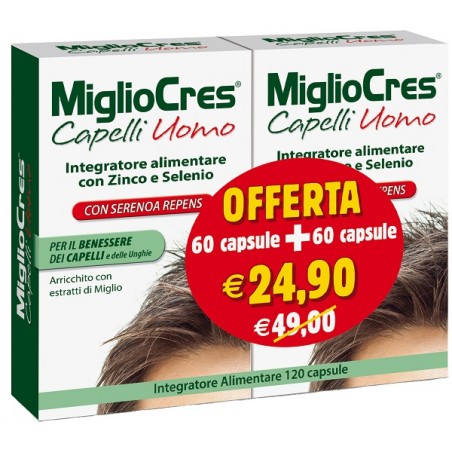 60+60 Capsule Promo di Integratore Anticaduta da F&F Migliocres Capelli Uomo