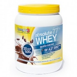 Barattolo da 500g di Integratore di Proteine Gusto Cacao Absolute Whey da Longlife