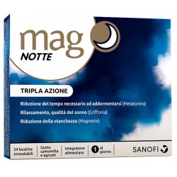 24 bustine orosolubili di Melatonina Tripla Azione Mag Notte