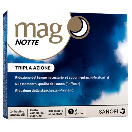24 bustine orosolubili di Melatonina Tripla Azione Mag Notte 24 bustine orosolubili di Melatonina Tripla Azione Mag Notte