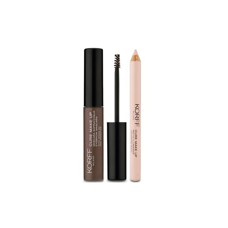Korff Cure Make Up Kit Sopracciglia con mascara per sopracciglia 01 + Matita illuminante 01