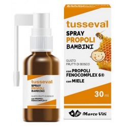 Flacone spray da 30 Ml con applicatore di Tusseval gola Propoli per bambini di Marco Viti